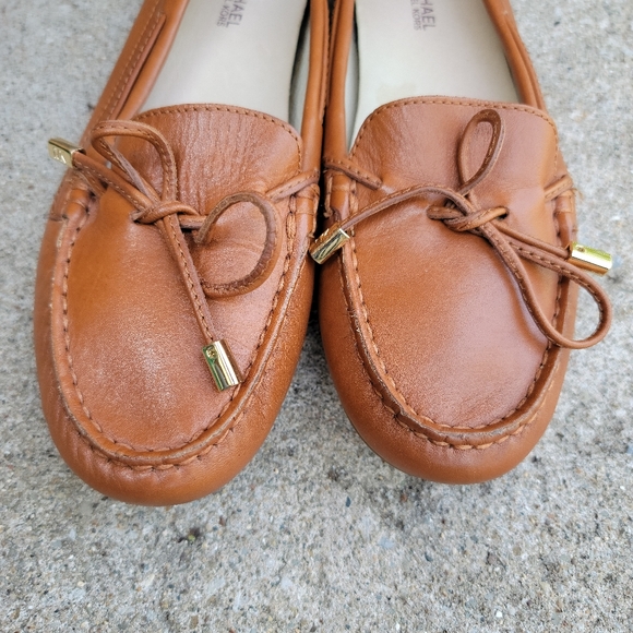 Michael Kors Cognac Brown Leather Bow Mocassin Loafers 7 - Picture 7 of 16